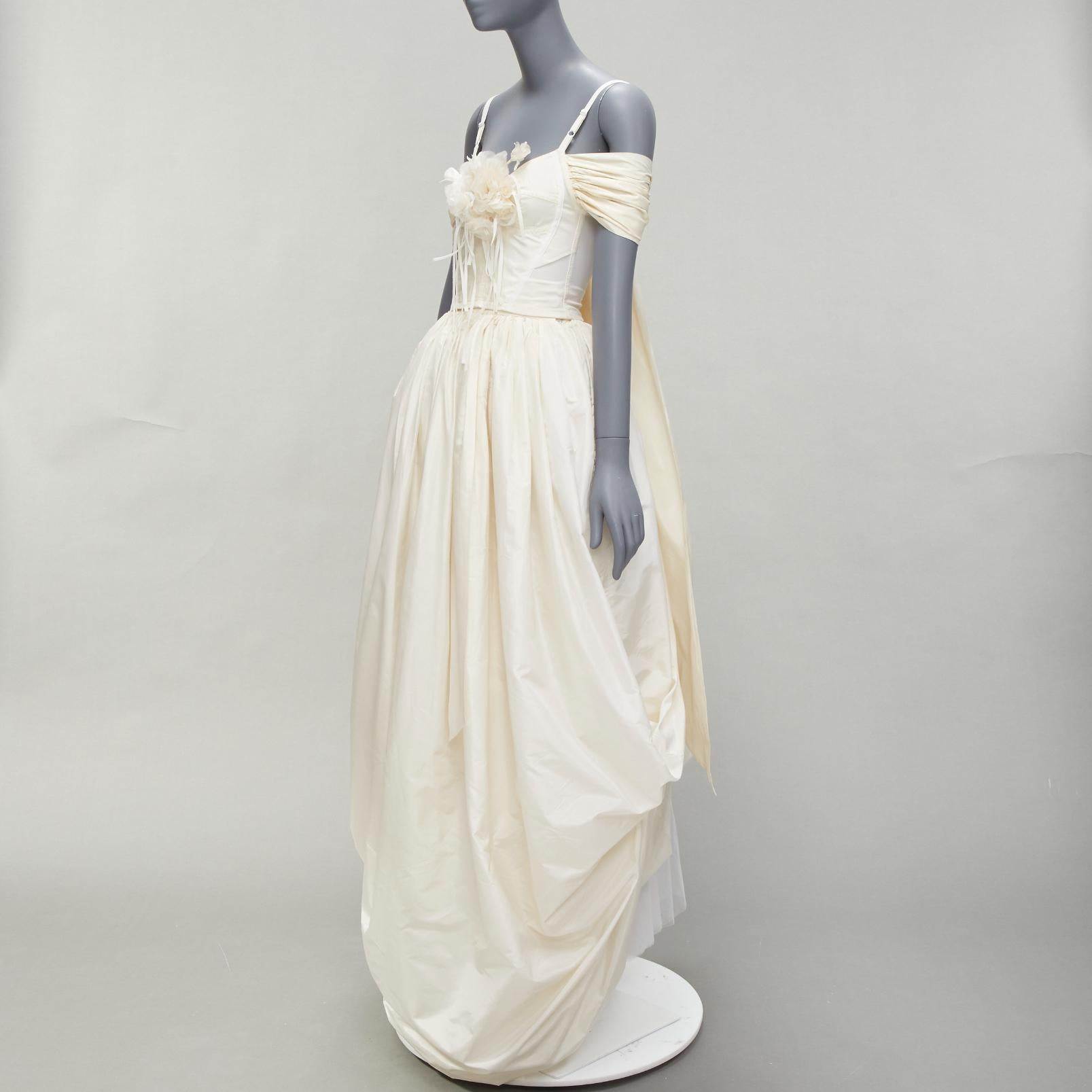 DOLCE GABBANA 1990s Vintage corset bustier tulle skirt 2 piece bridal dress IT38 For Sale 2