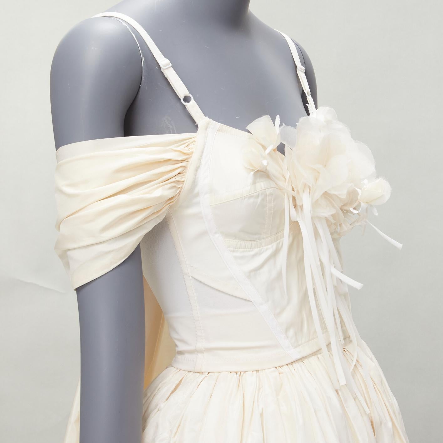 DOLCE GABBANA 1990s Vintage corset bustier tulle skirt 2 piece bridal dress IT38 For Sale 3