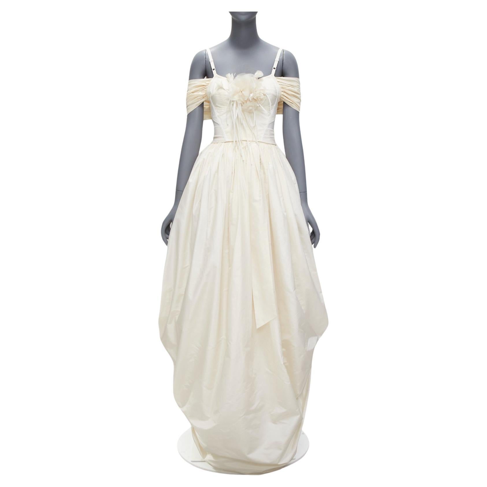 DOLCE GABBANA 1990s Vintage corset bustier tulle skirt 2 piece bridal dress IT38 For Sale