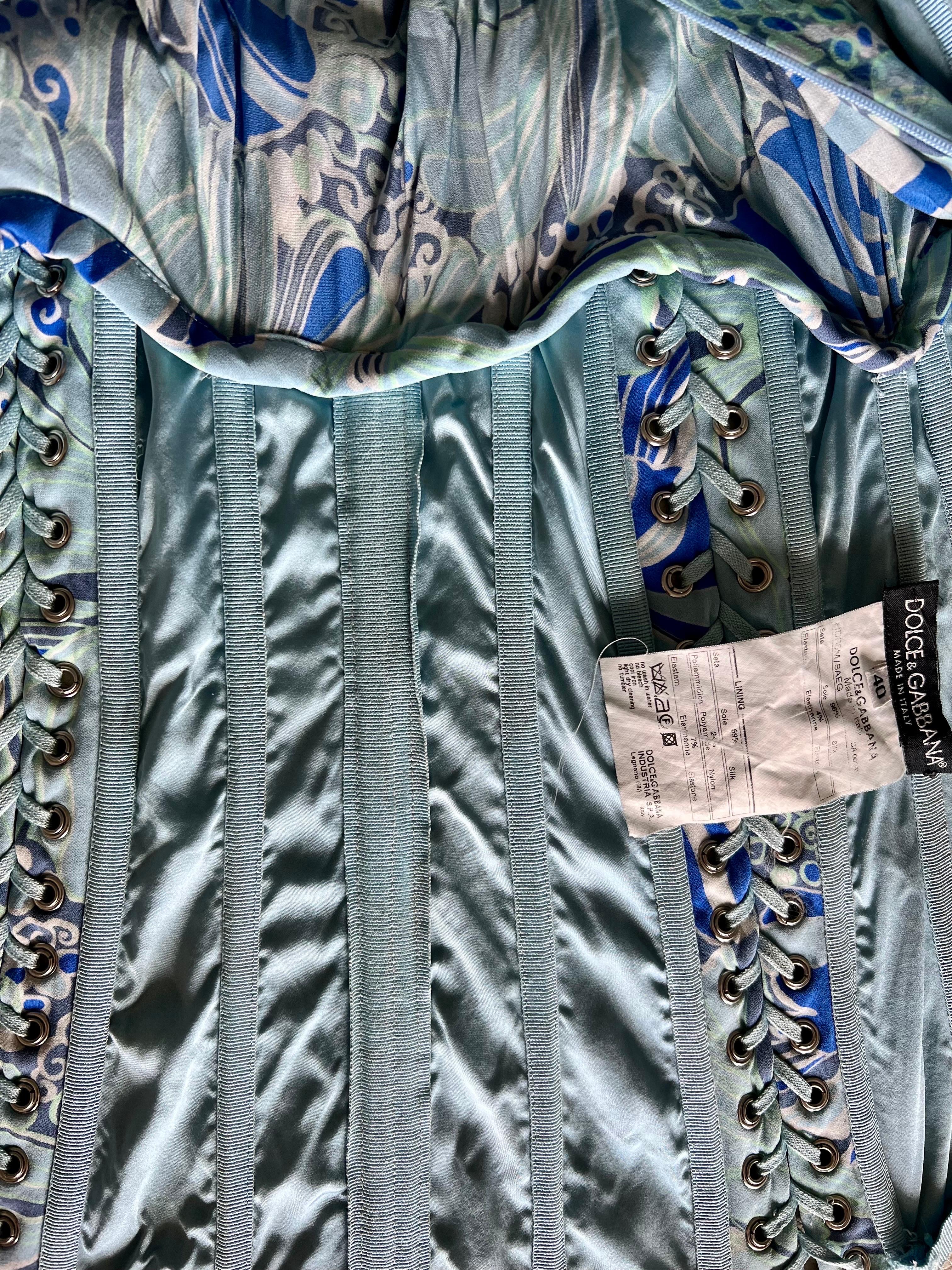 Dolce & Gabbana 1990's Vintage Corset Lace Up Asymmetric Silk Mini Dress For Sale 6