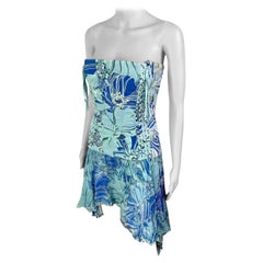 Dolce & Gabbana 1990's Vintage Corset Lace Up Asymmetric Silk Mini Dress