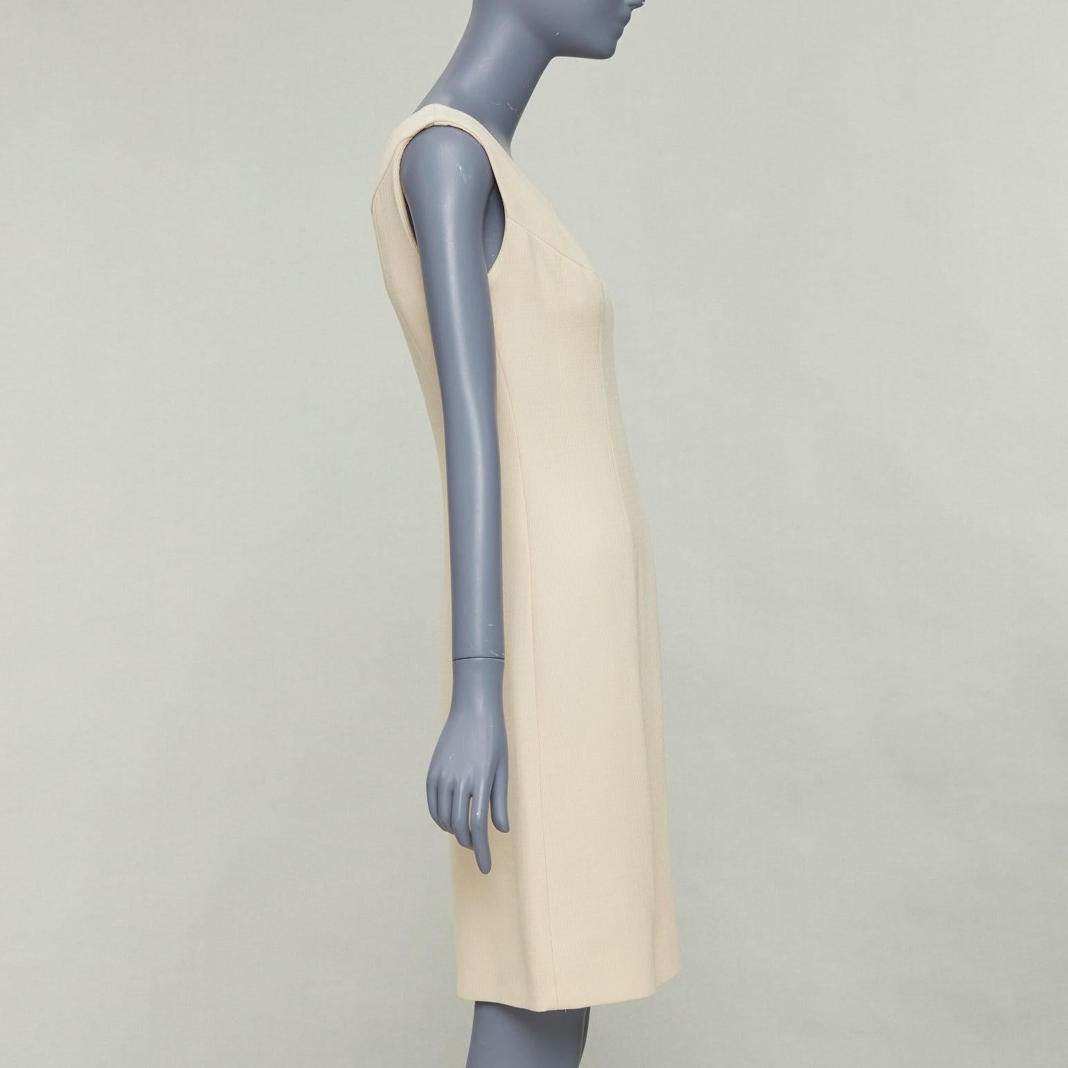 DOLCE GABBANA Años 90 Vestido vintage de sarga de lana crema con mínima costura de contorno  IT40 M en Bueno estado para la venta en Hong Kong, NT