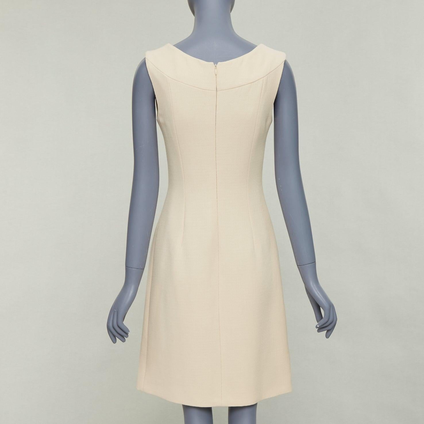 De las mujeres DOLCE GABBANA Años 90 Vestido vintage de sarga de lana crema con mínima costura de contorno  IT40 M en venta
