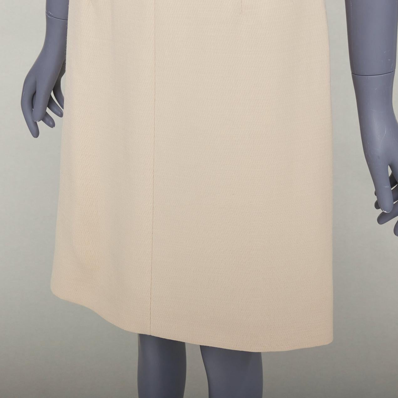 DOLCE GABBANA Años 90 Vestido vintage de sarga de lana crema con mínima costura de contorno  IT40 M en venta 2