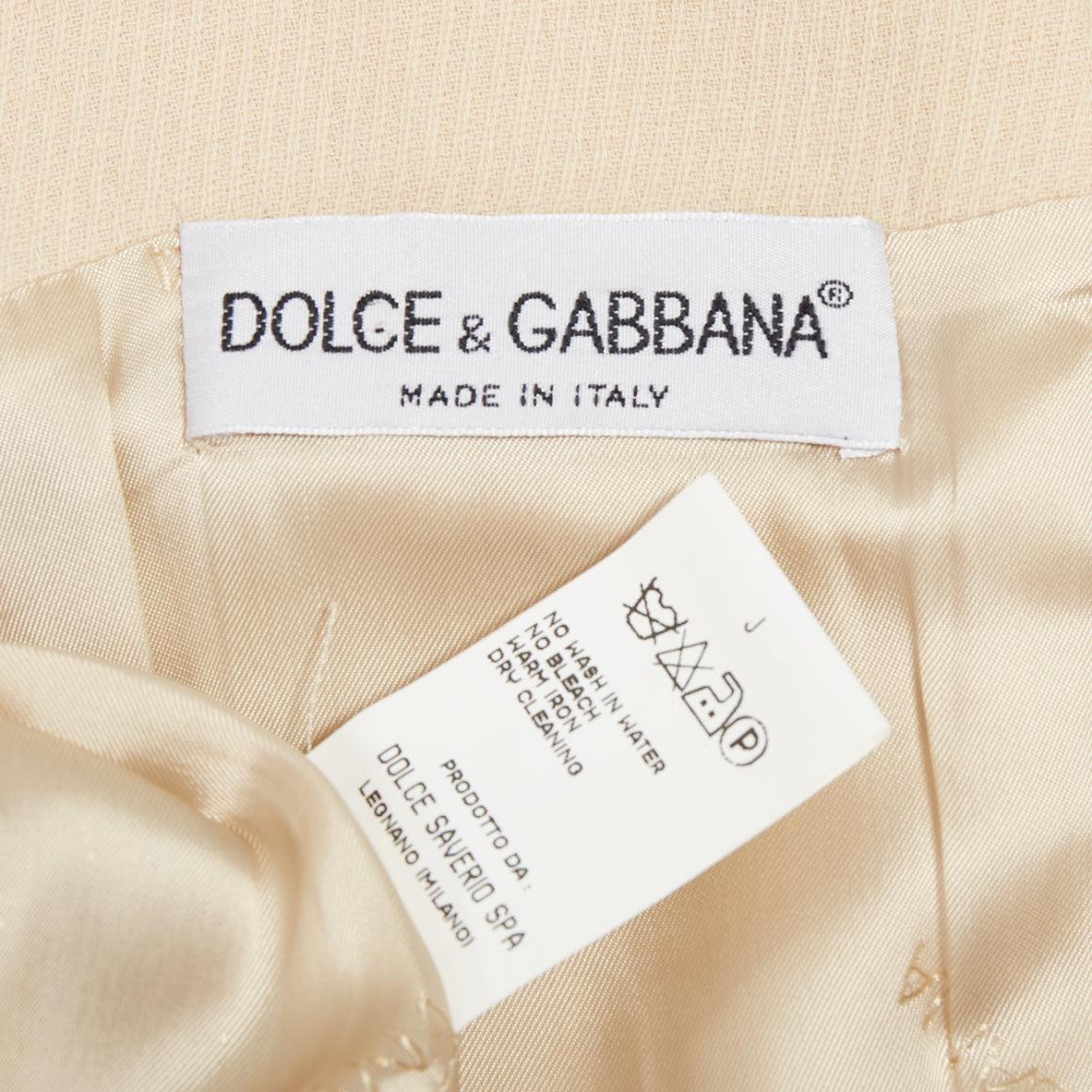 DOLCE GABBANA Años 90 Vestido vintage de sarga de lana crema con mínima costura de contorno  IT40 M en venta 3