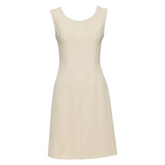 DOLCE GABBANA 1990 Vintage robe en twill de laine crème à couture minimale de contour  A&M.