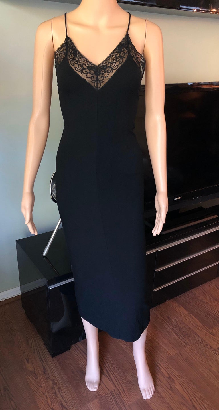 Dolce and Gabbana 1990's Vintage Plunging Neckline Open Back Lace Black  Dress For Sale at 1stDibs | dolce gabbana vintage dress, d&g black lace  dress, dolce and gabbana vintage dress