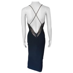 Dolce & Gabbana 1990's Vintage Tiefausschnitt offener Rücken Spitze Schwarzes Kleid