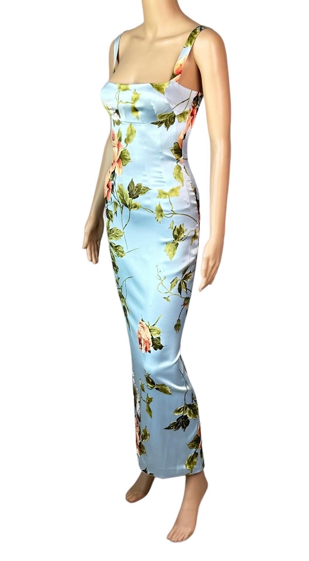 Women's Dolce & Gabbana 1990's Vintage Silk Floral Print Evening Dress Gown