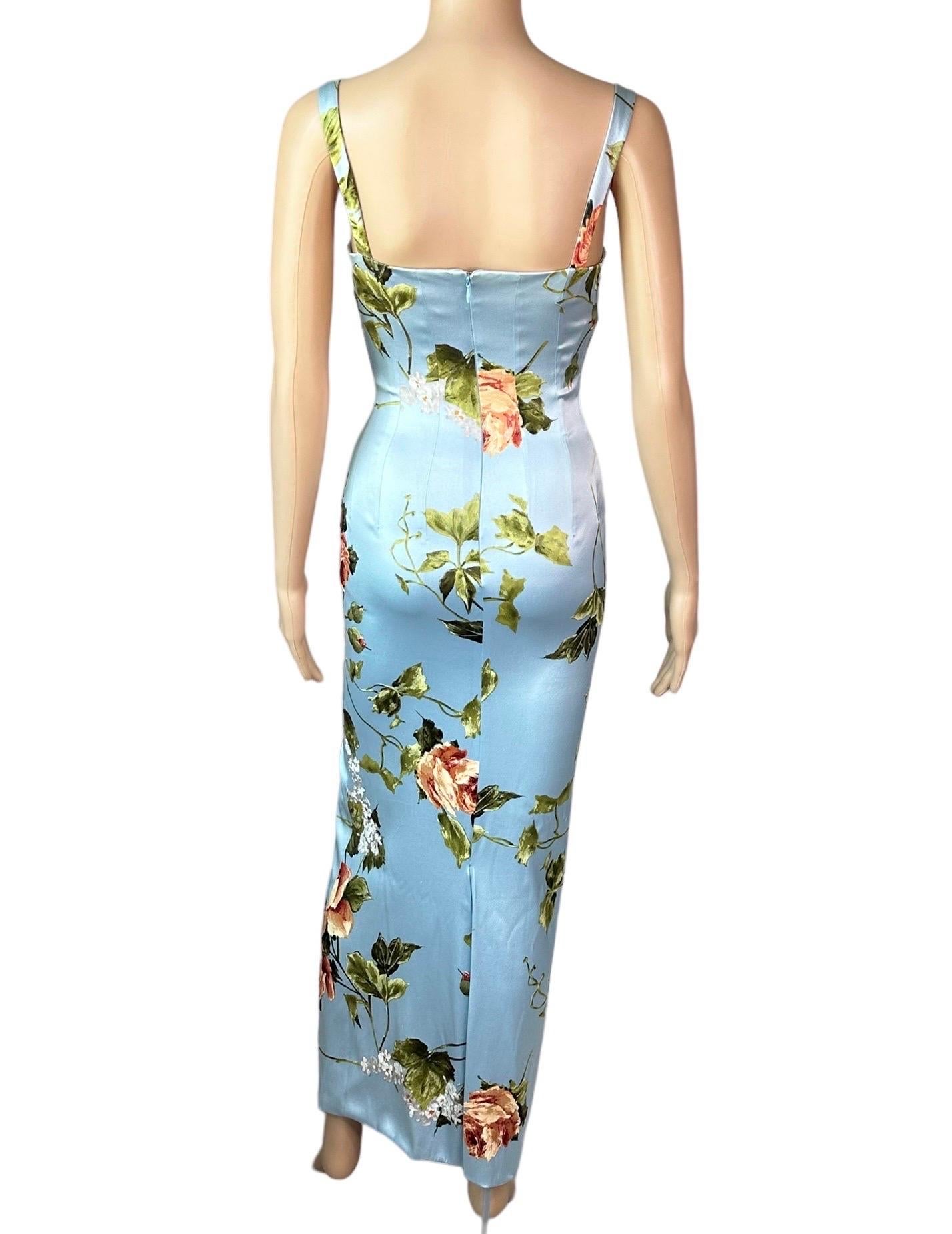 Dolce & Gabbana 1990's Vintage Silk Floral Print Evening Dress Gown 3