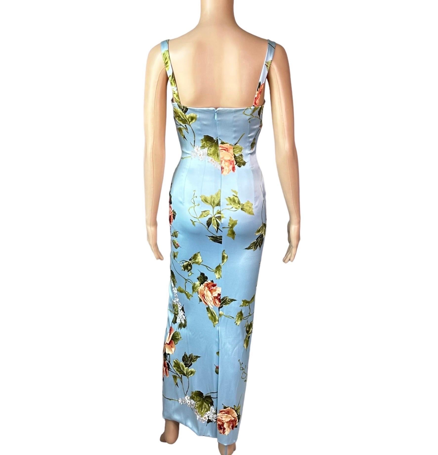 Dolce & Gabbana 1990's Vintage Silk Floral Print Evening Dress Gown 4