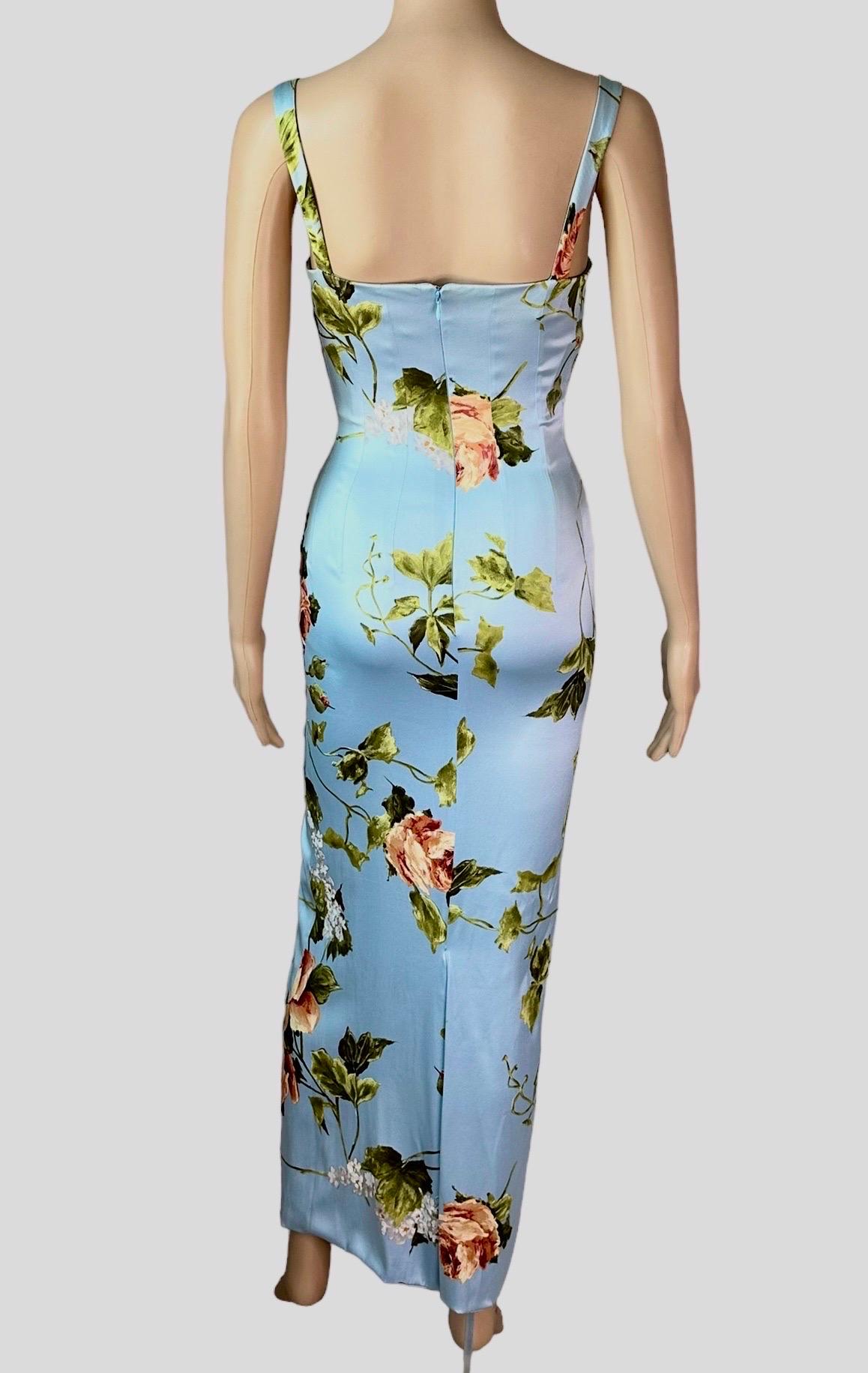 Dolce & Gabbana 1990's Vintage Silk Floral Print Evening Dress Gown 5