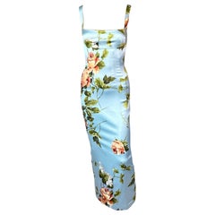 Dolce & Gabbana 1990's Vintage Silk Floral Print Evening Dress Gown