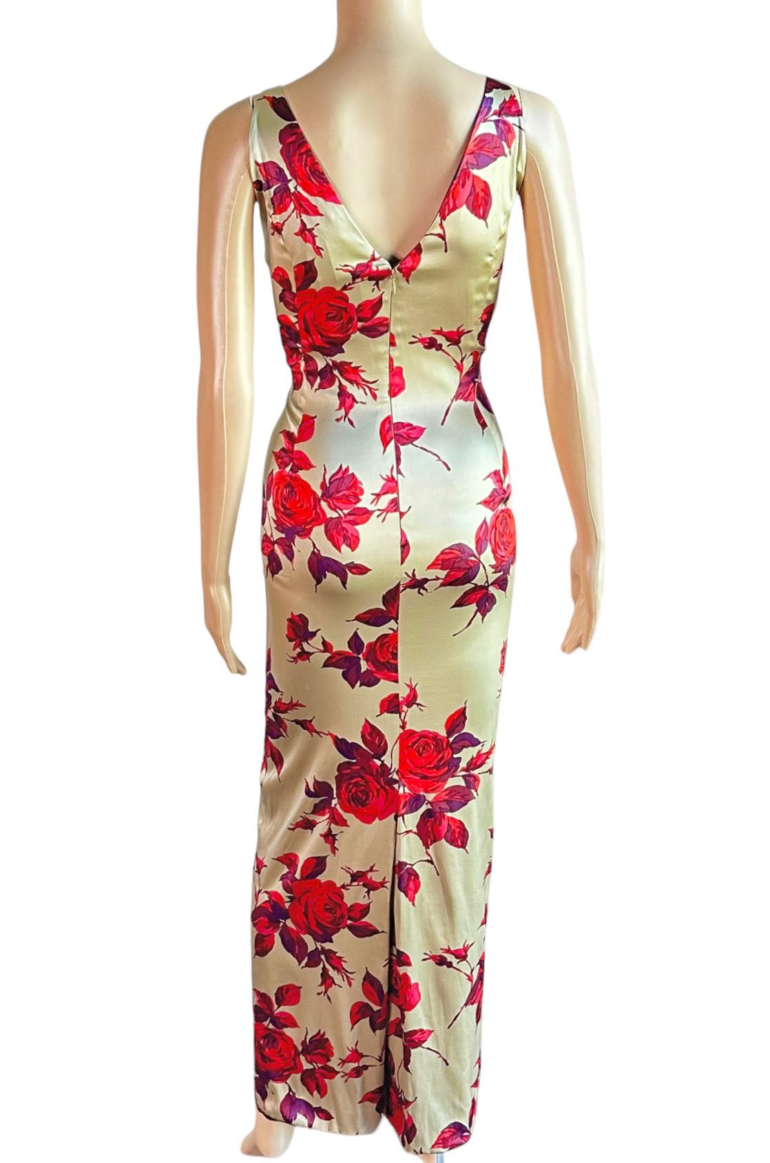Dolce & Gabbana 1990's Vintage Unworn Silk Floral Rose Print Evening Dress Gown For Sale 4