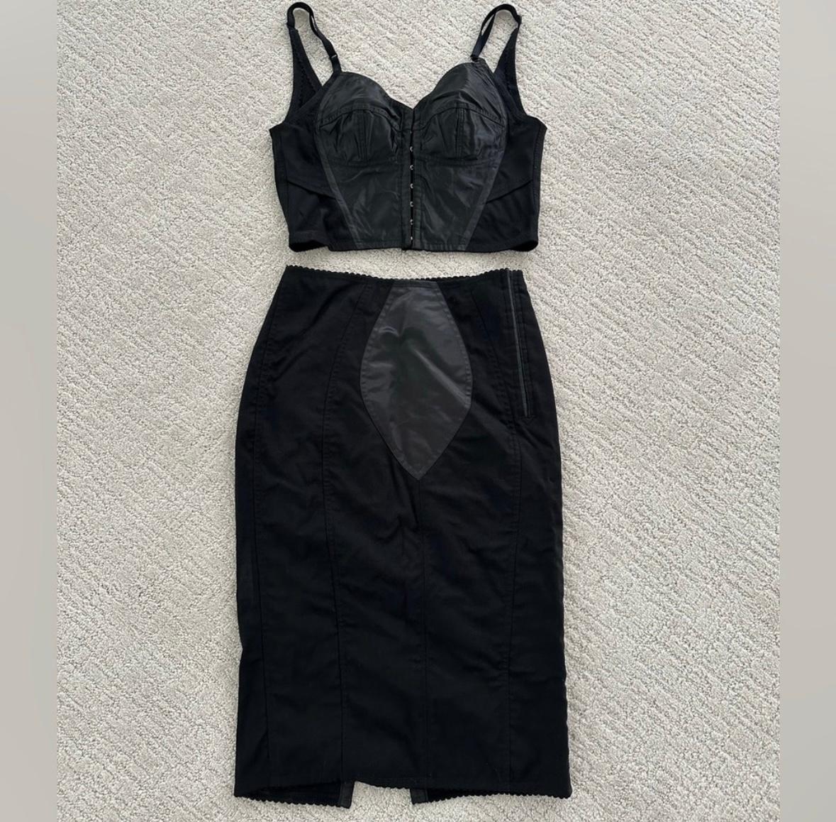 Dolce Gabbana 1992 black corset and skirt set For Sale 2
