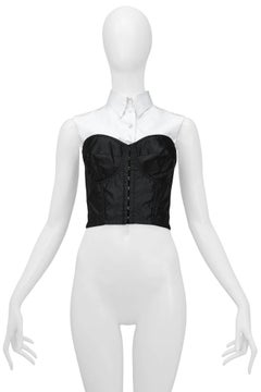 Dolce & Gabbana 1992 Black Satin Bustier With Attached Sleeveless Shirt