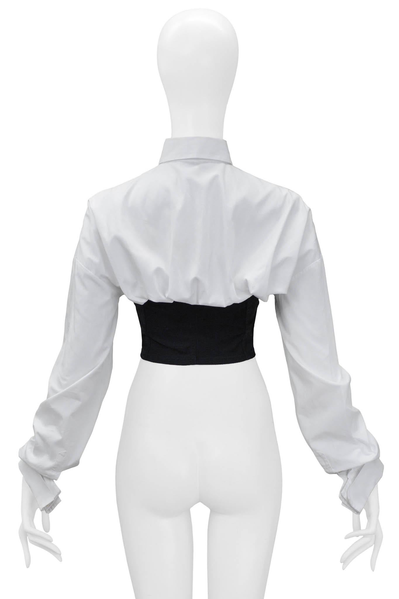 Women's Dolce & Gabbana 1992 Black Satin Bustier With Attached White Shirt 