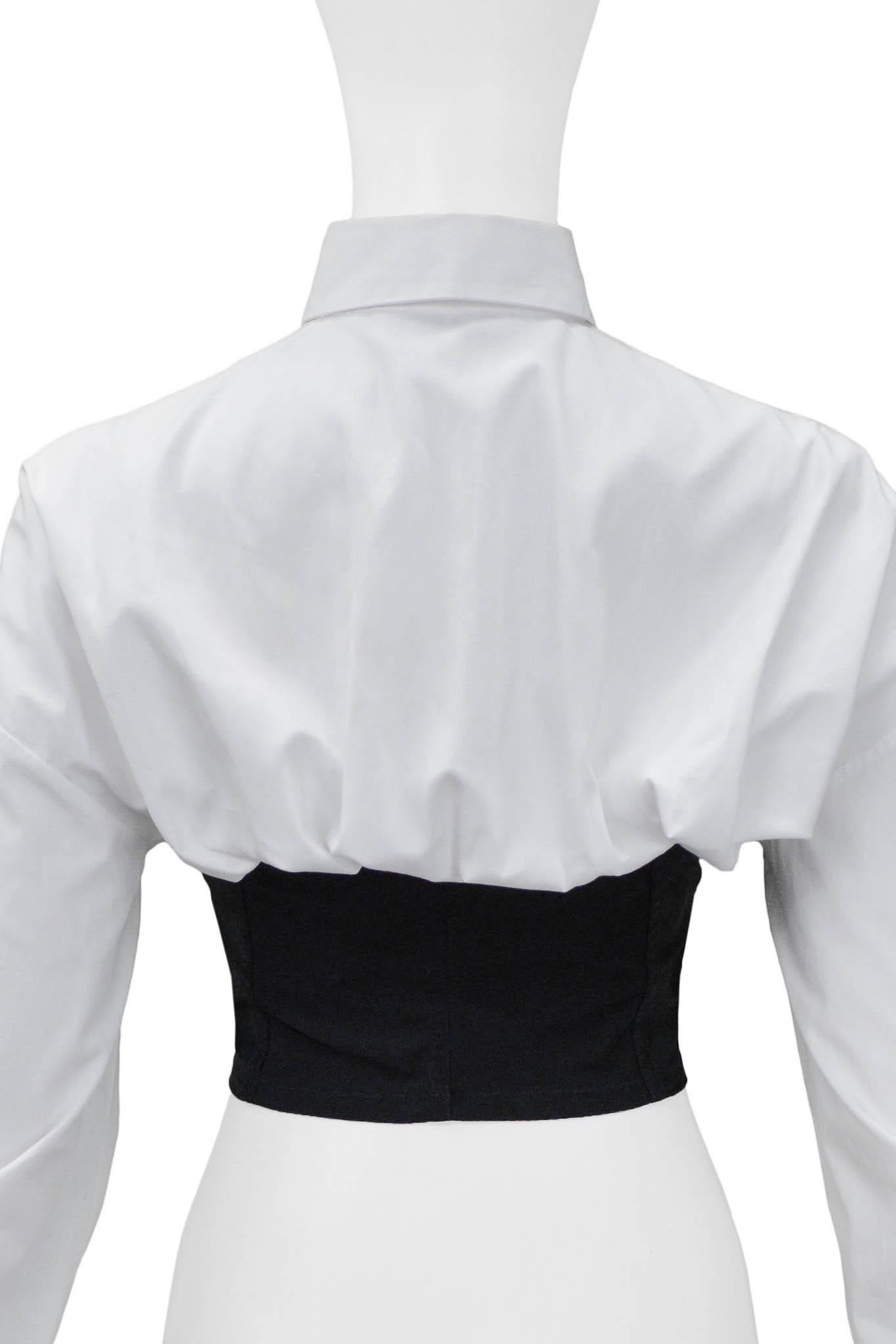 Dolce & Gabbana 1992 Black Satin Bustier With Attached White Shirt  1