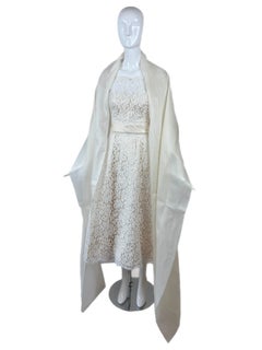 DOLCE & GABBANA 1993 Vintage Lace Wedding Dress Ivory Belt Flower Applique