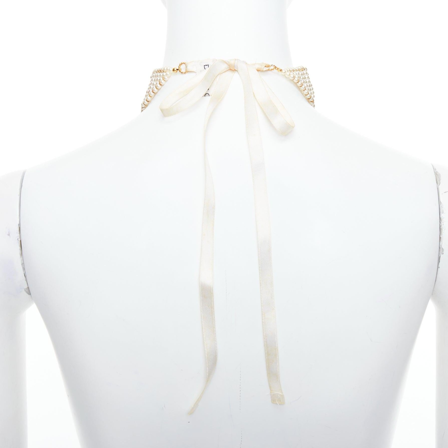 DOLCE GABBANA 1993 Vintage pearl crucifix cross tie back choker necklace 1