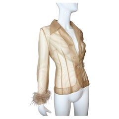 Dolce Gabbana 1995 sheer nude beige jacket 