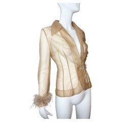 Dolce Gabbana 1995 sheer nude beige jacket