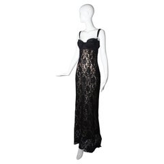 Dolce & Gabbana 1997 - Robe bustier en dentelle diaphane noire