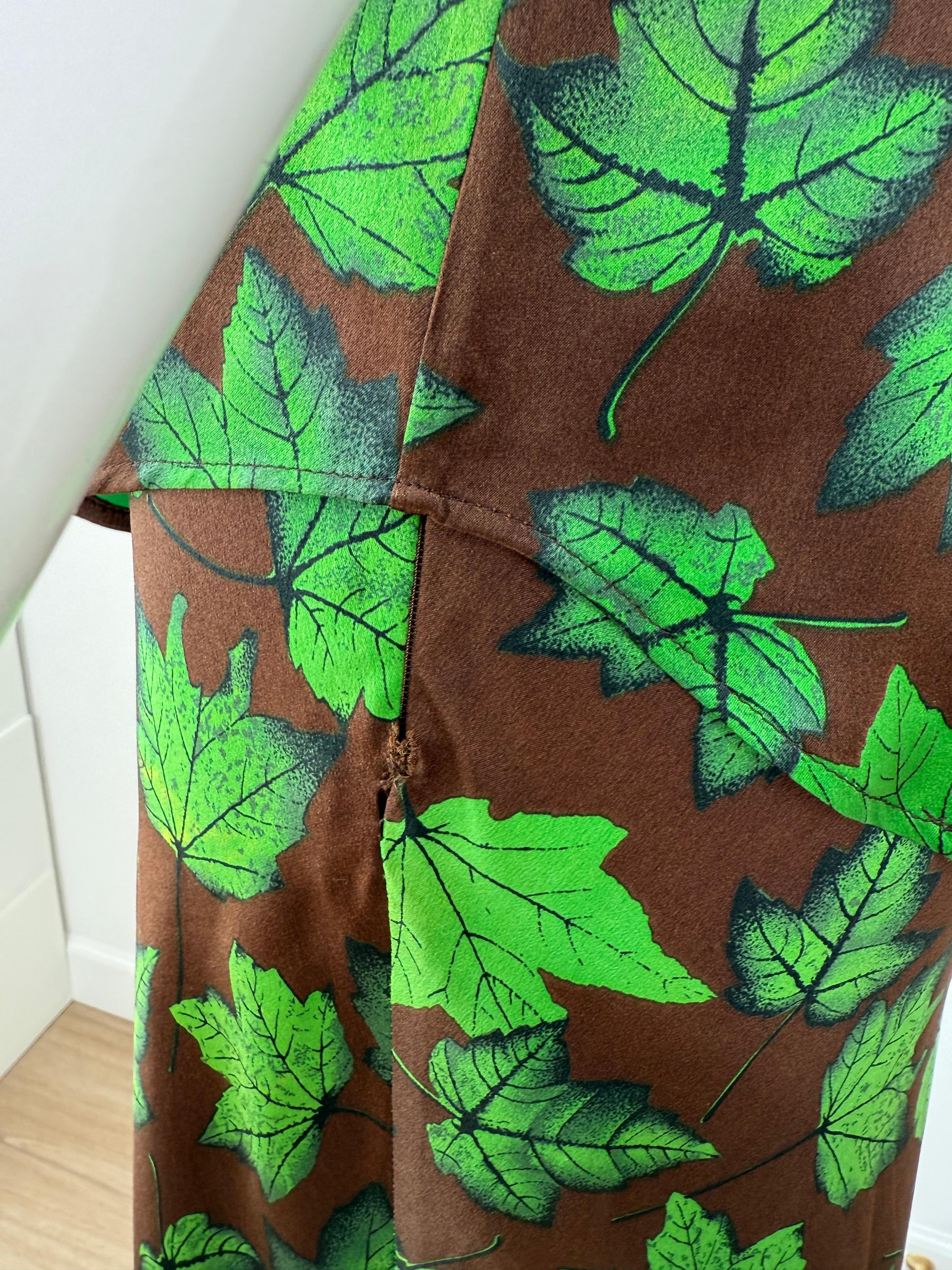DOLCE & GABBANA 1997 Vintage Laufsteg-Rock-Set aus Seide mit Blattdruck und Seidenrock 3
