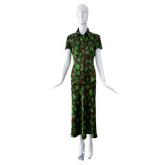 DOLCE & GABBANA 1997 Vintage Laufsteg-Rock-Set aus Seide mit Blattdruck und Seidenrock