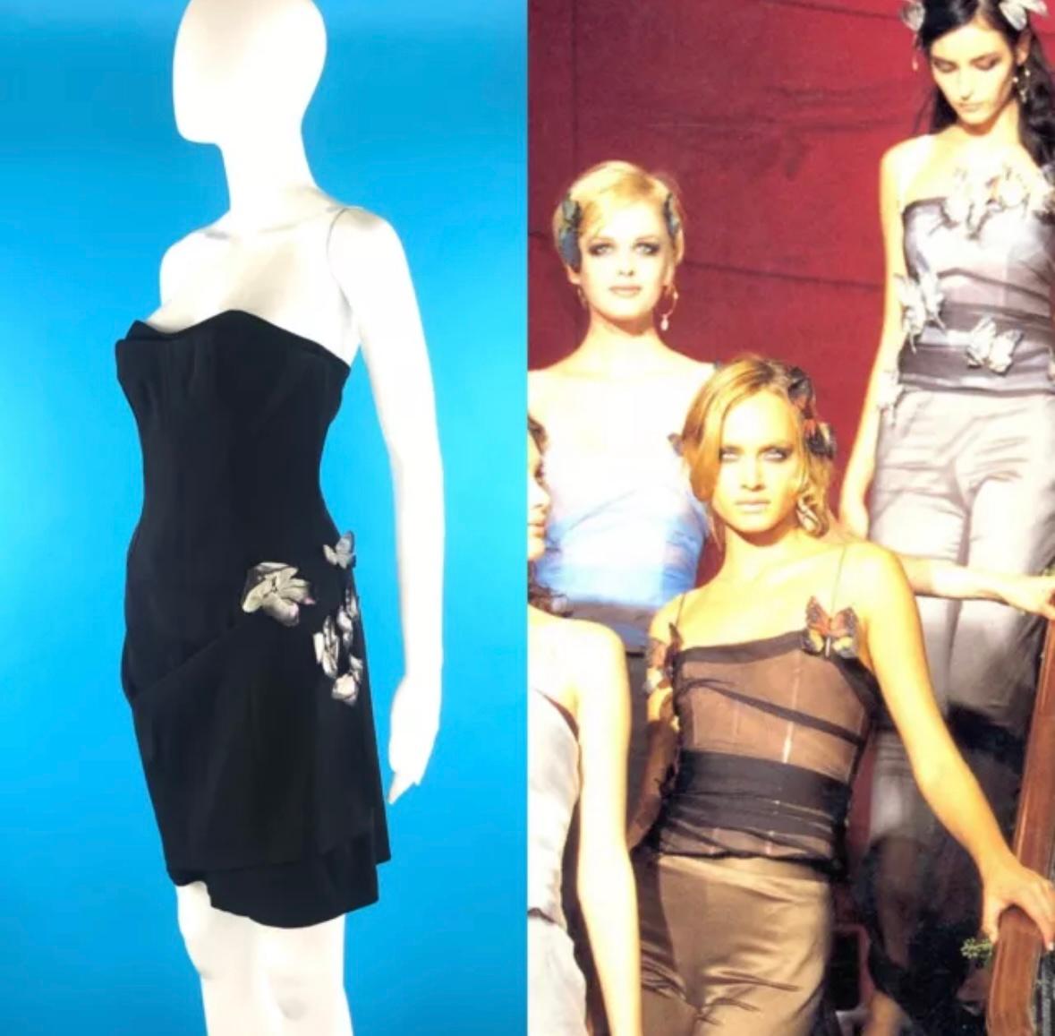 Dolce Gabbana 1998 butterfly mini black dress In Good Condition For Sale In North Miami, FL