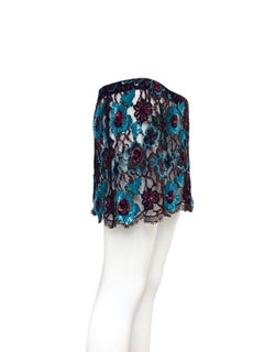 DOLCE & GABBANA 1999 Vintage Runway Semi-Sheer Lace Beaded Mini Skirt