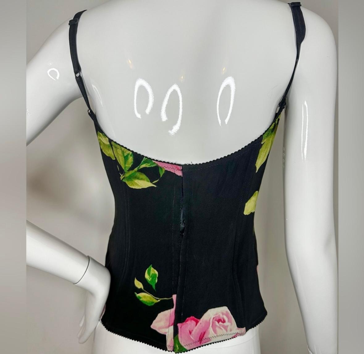 Dolce Gabbana 2000 floral silk corset top In Good Condition For Sale In Annandale, VA