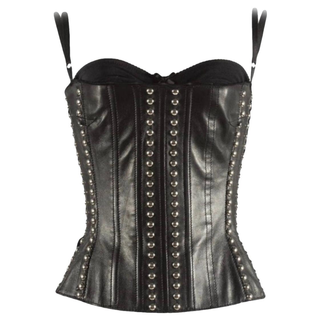 Dolce Gabbana 2000 leather studded corset  For Sale