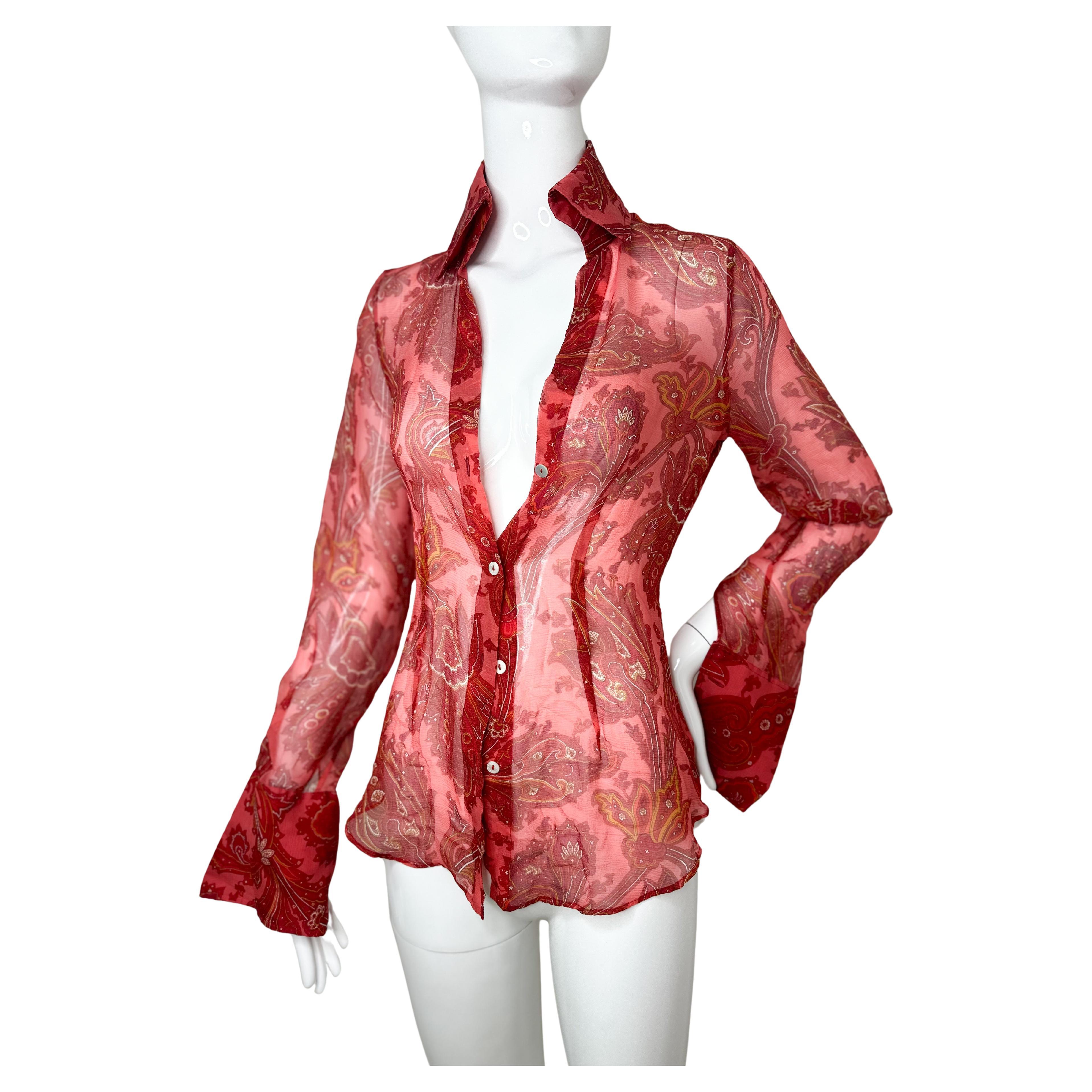 Dolce Gabbana 2000 runway paisley print silk blouse