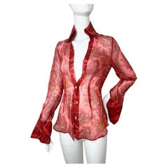 Dolce Gabbana 2000 runway paisley print silk blouse