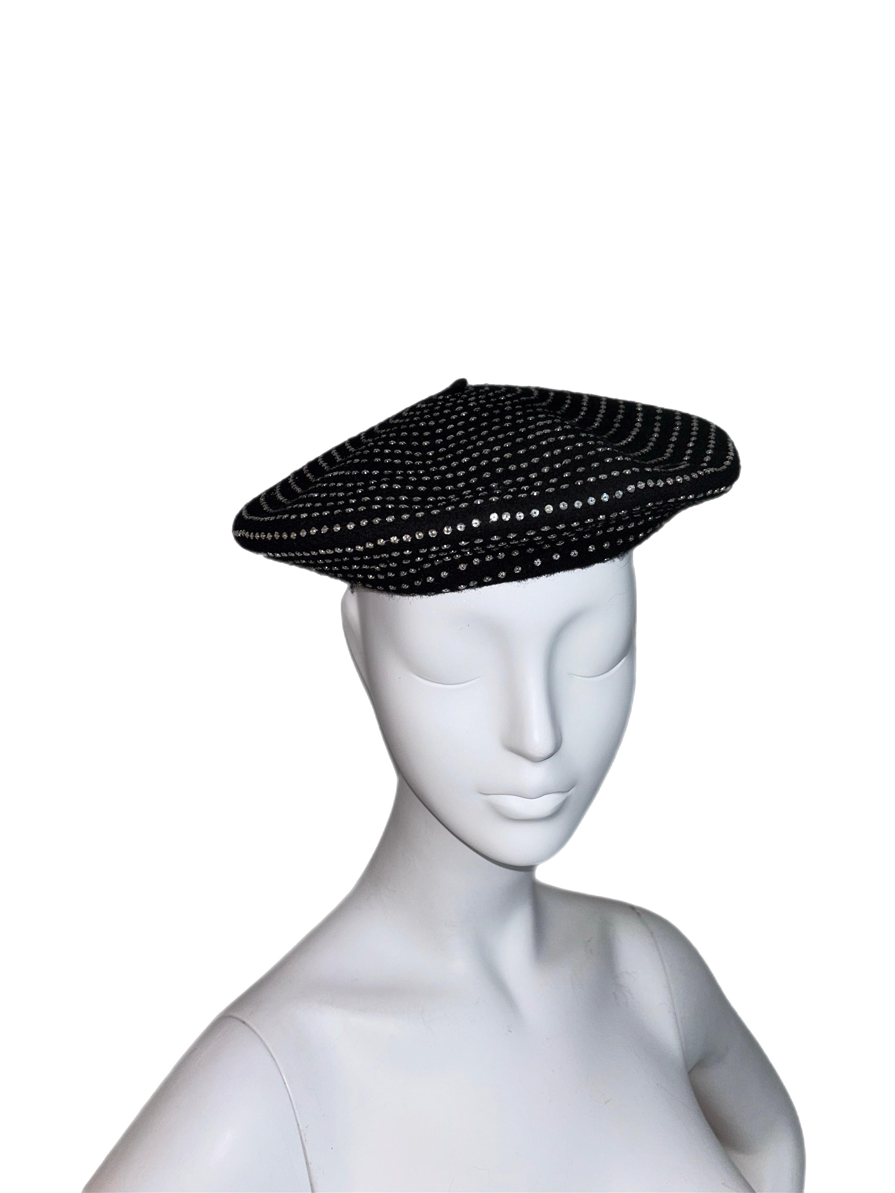 Women's DOLCE & GABBANA 2000 Vintage Runway Rhinestone Crystal Beret Hat For Sale