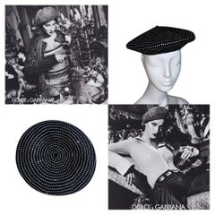 DOLCE & GABBANA 2000 - Beret de défilé vintage en cristal et strass