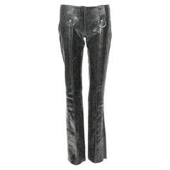 DOLCE GABBANA 2000 Vintage snake leather low rise flared bondage pants IT38 XS