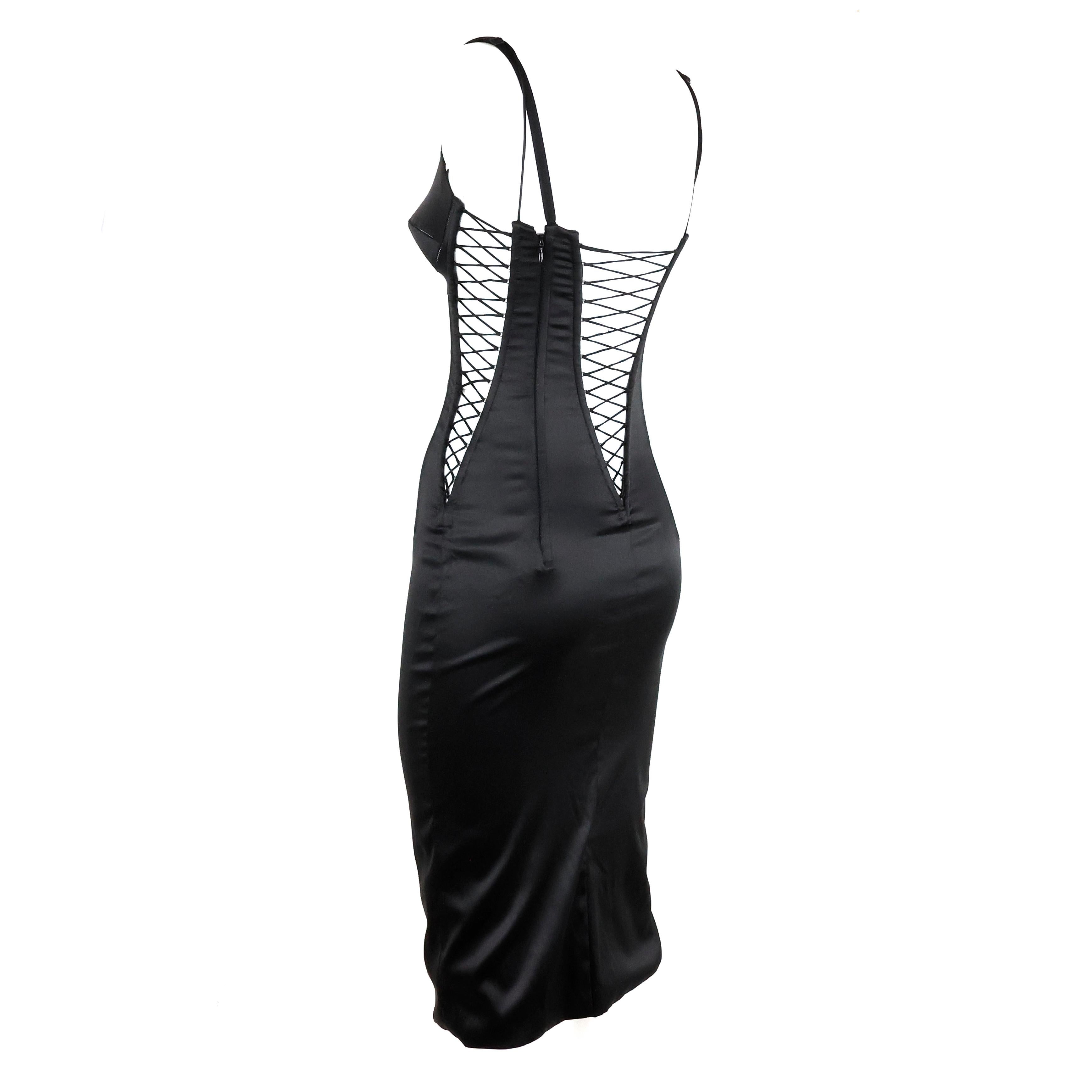 Dolce & Gabbana 2000s black silk corset Dress In Excellent Condition In Bressanone, IT