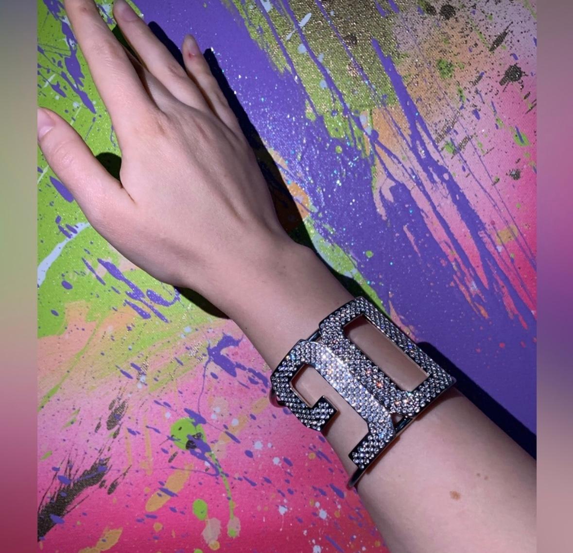 Women's Dolce Gabbana 2000’s crystal DG cuff bracelet  For Sale
