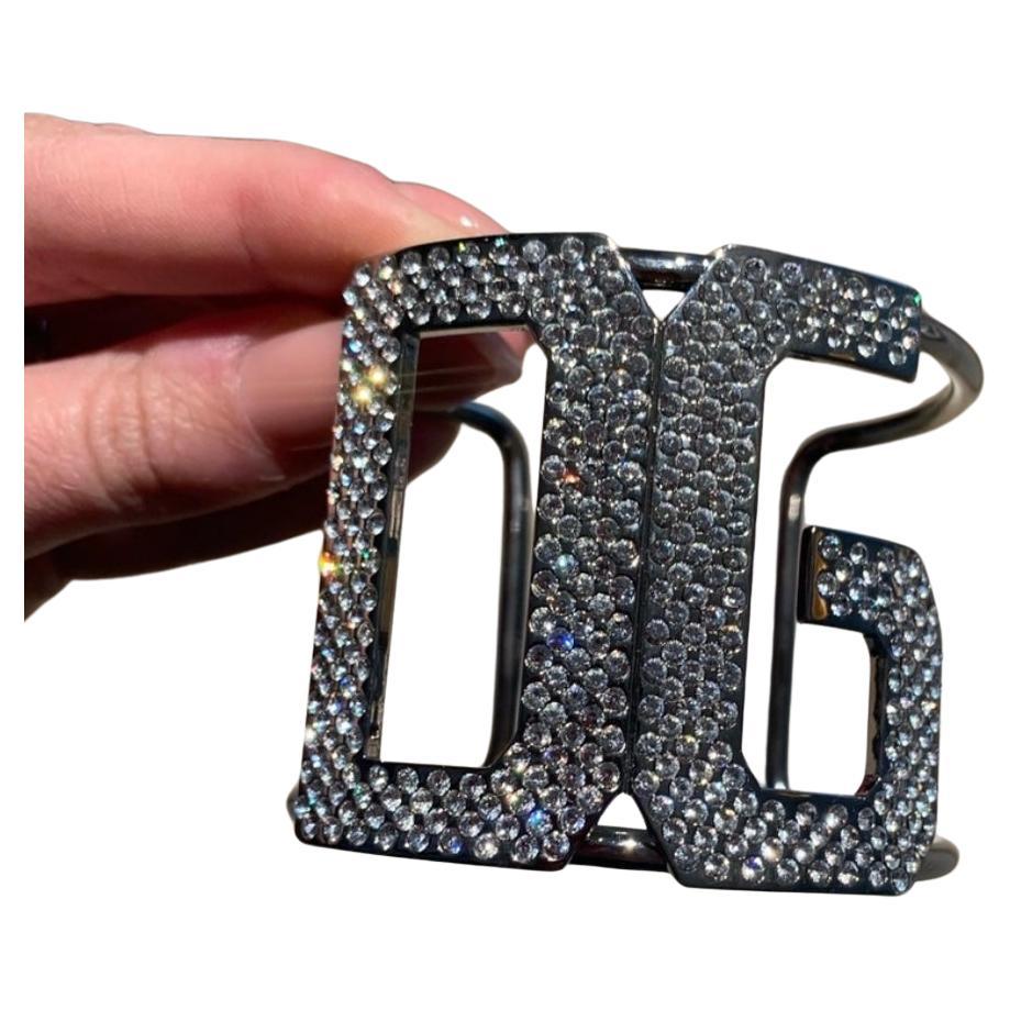 Dolce Gabbana 2000’s crystal DG cuff bracelet  For Sale