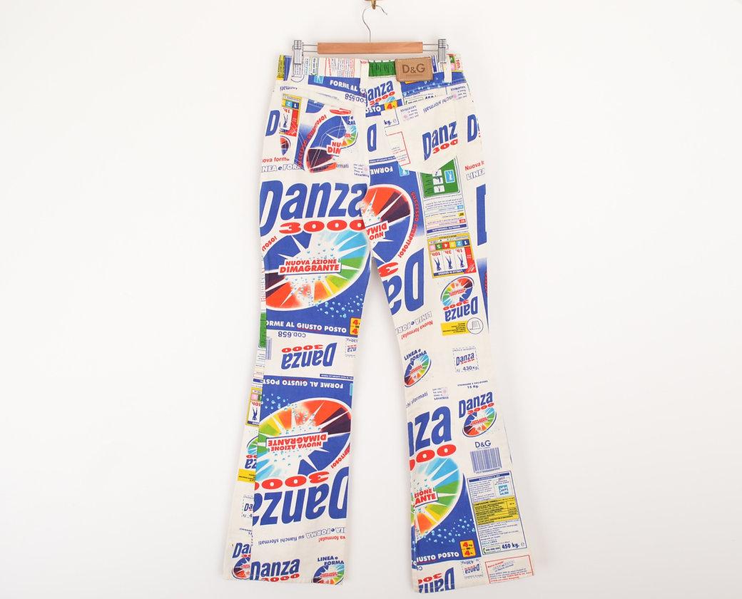 DOLCE & GABBANA Y2K 2000's 'DANZA 3000' PATTERNED PRINTED FLARED TROUSERS JEANS 4