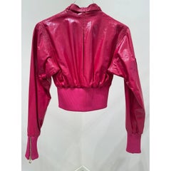 Dolce & Gabbana 2000s Fuchsia Sheepskin Cropped Bomber Jacket Sz. 40