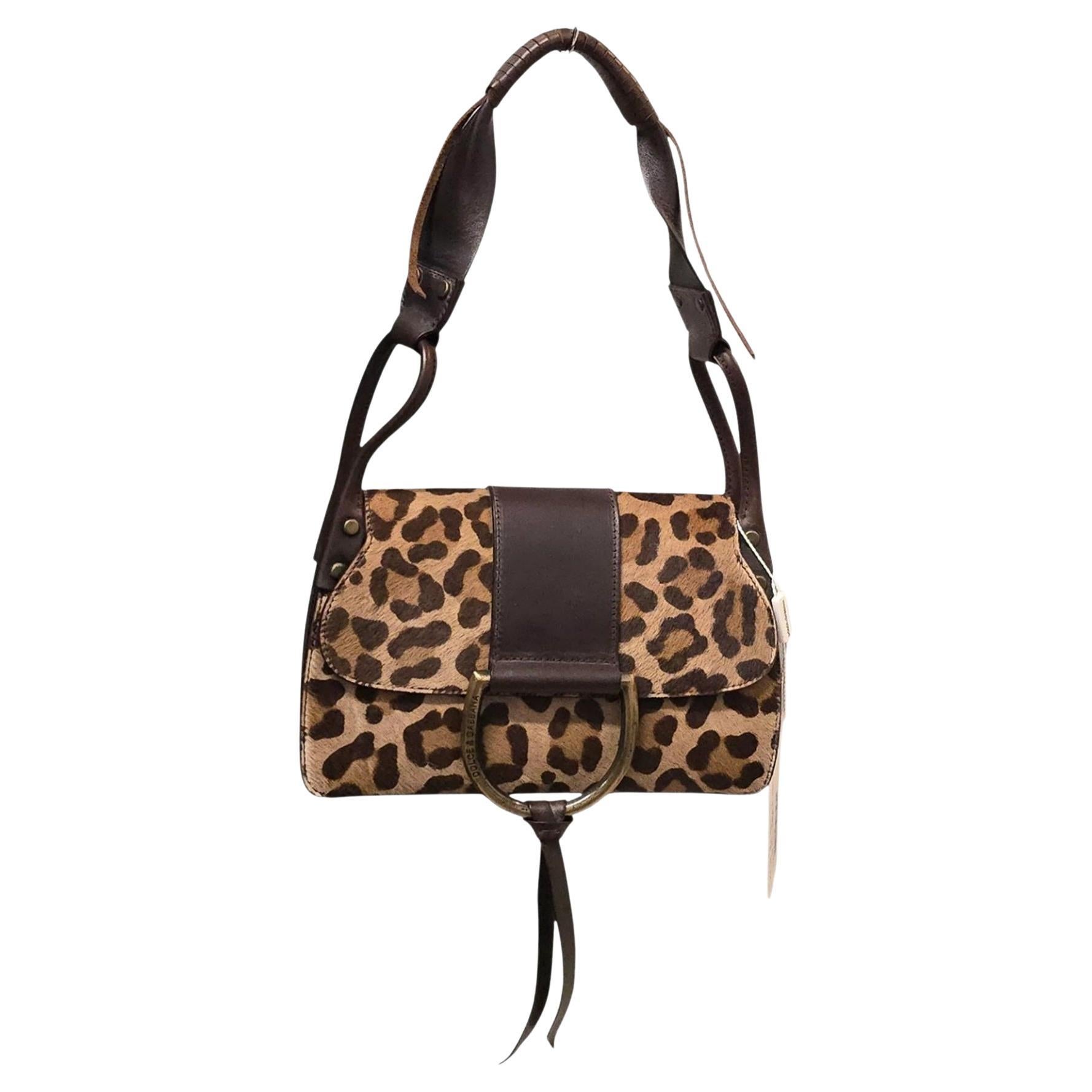 Dolce
Gabbana 2000s Leopard Print Pony Hair Shoulder Bag