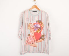 Dolce & Gabbana 2000'S Linen Pin-Up Pop Art Print T Shirt