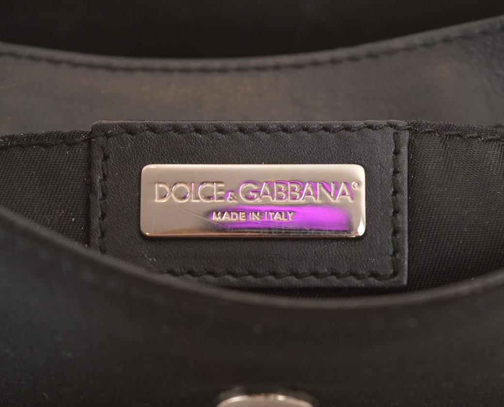Dolce & Gabbana 2000'S Python Skin & Swarovski Crystal Black Satin Shoulder Bag For Sale 6