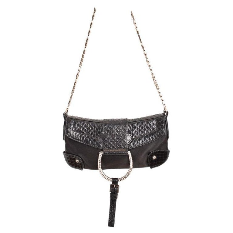 new VERSACE Virtus Barocco black crystal satin flap crossbody clutch bag  For Sale at 1stDibs