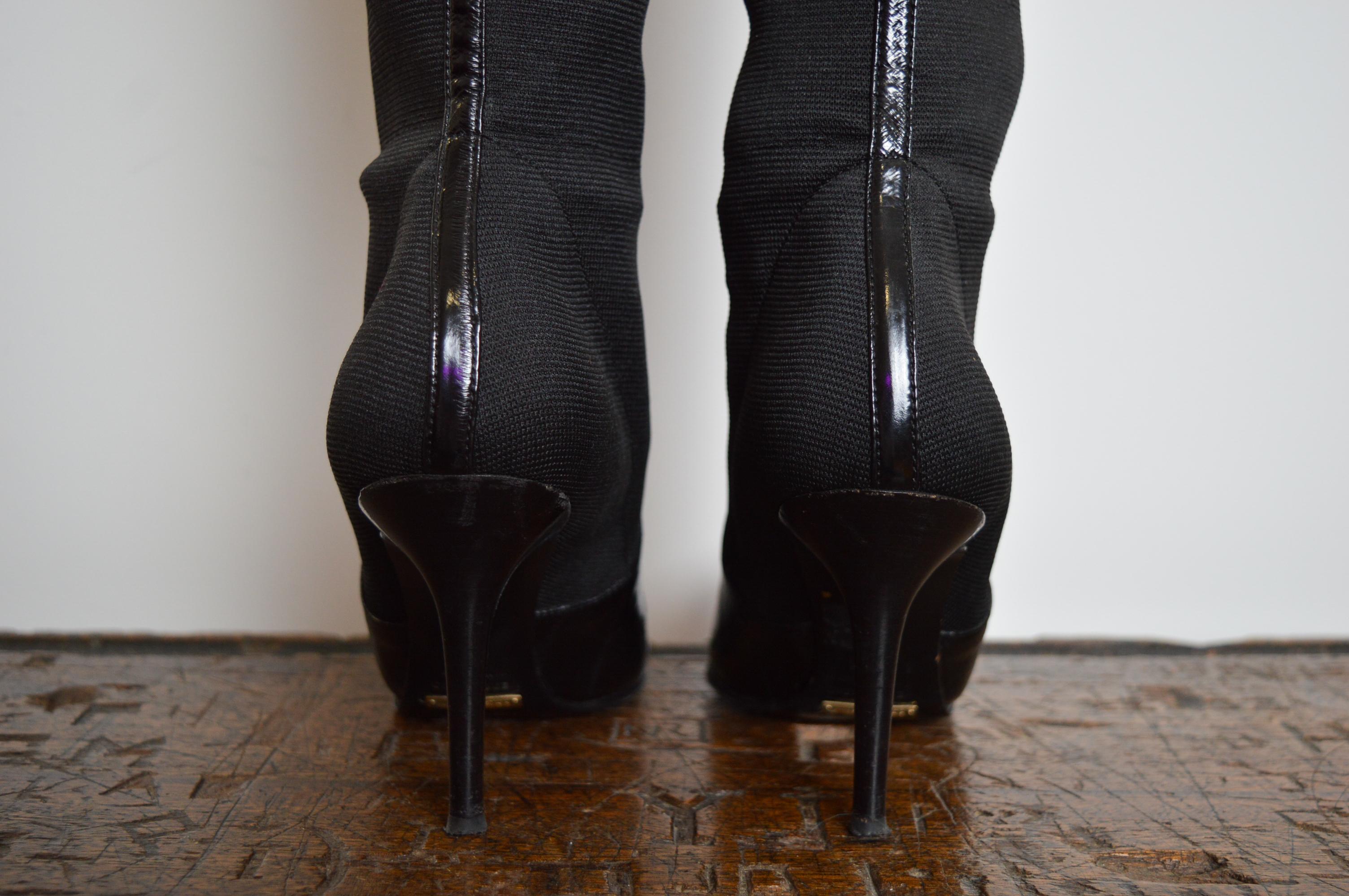 DOLCE & GABBANA 2000s Sexy Patent Black shiny Leather Stiletto Knee Boots For Sale 7
