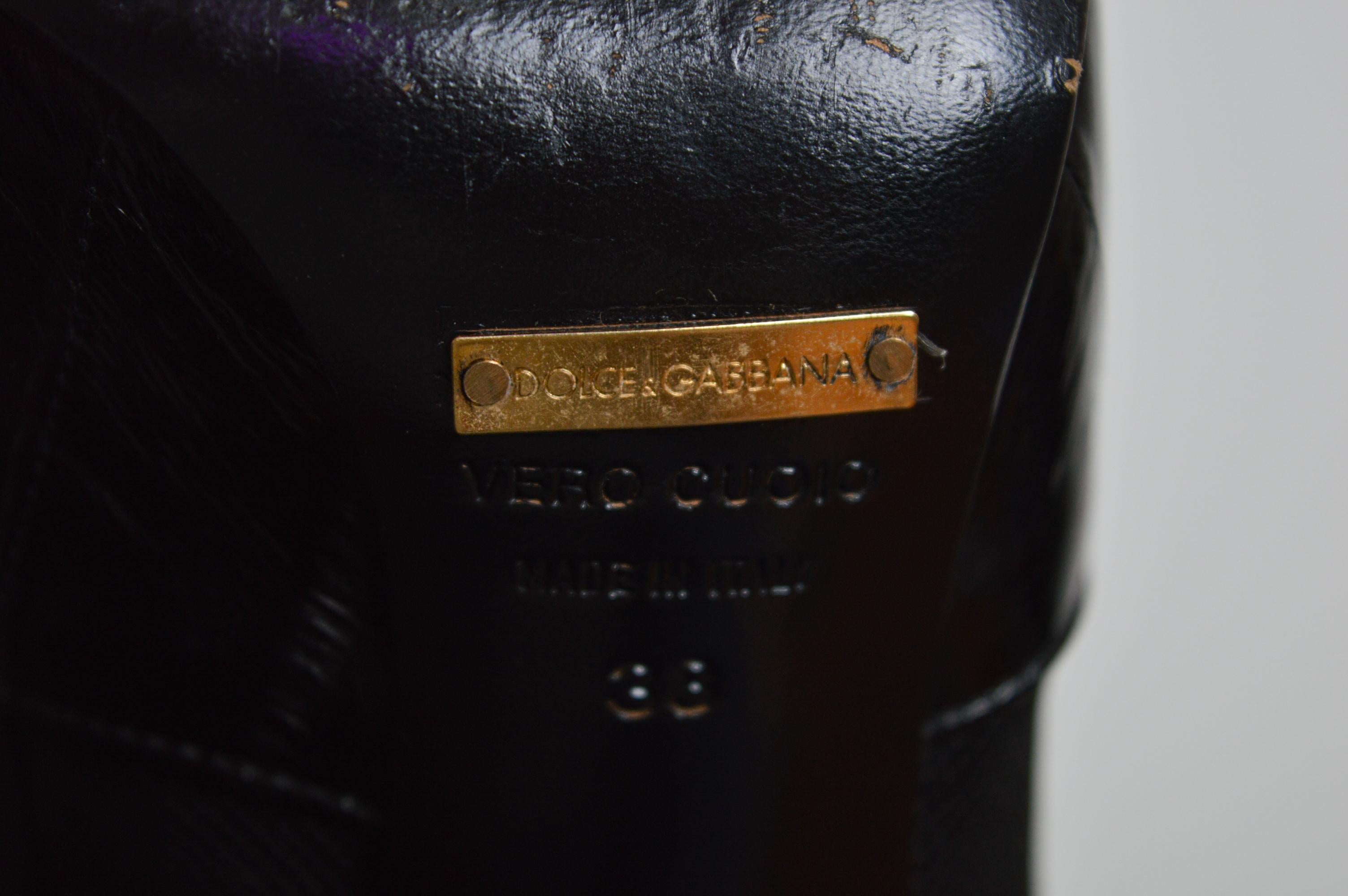 DOLCE & GABBANA 2000s Sexy Patent Black shiny Leather Stiletto Knee Boots For Sale 9