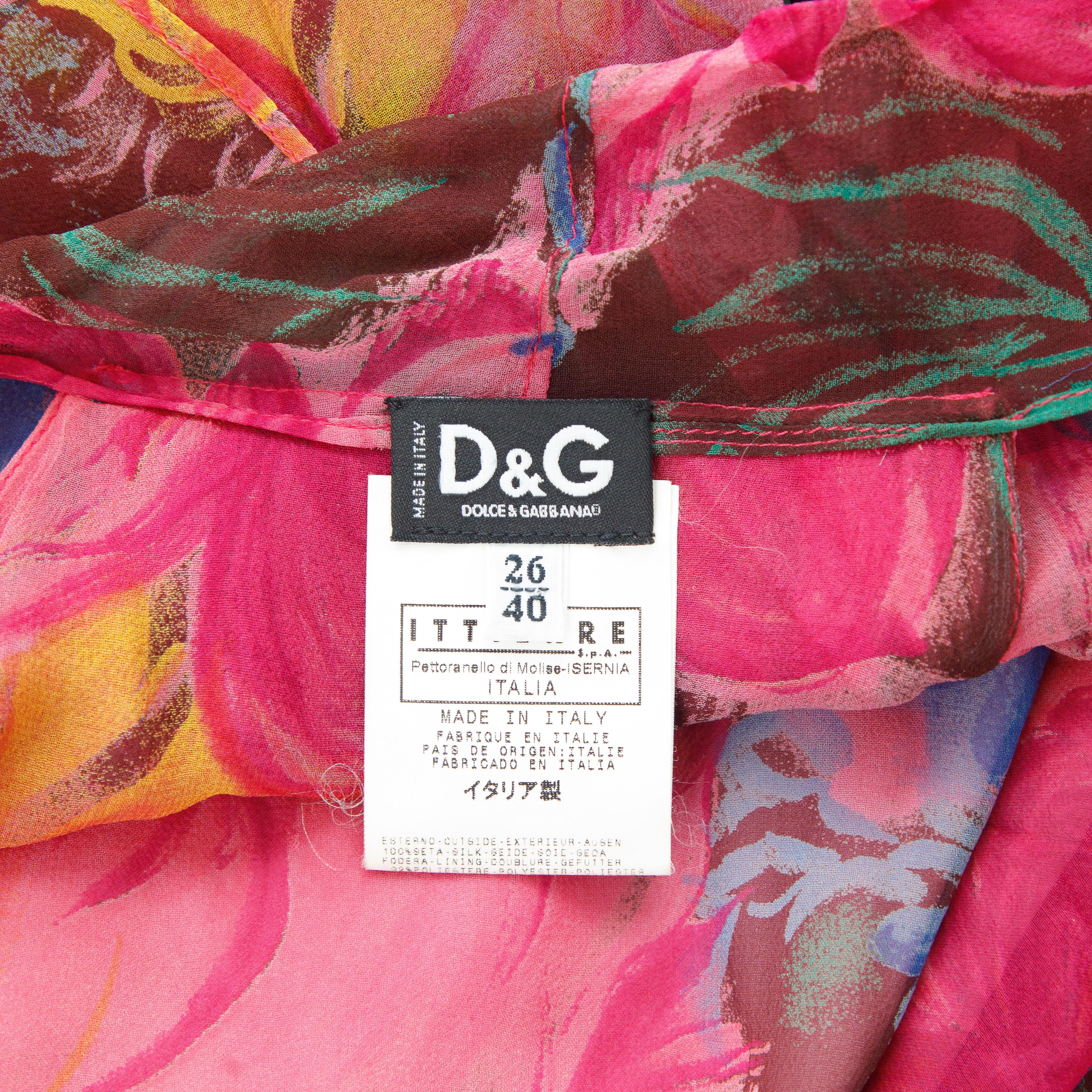 Dolce & Gabbana 2000s Silk Ruffle Flower Print Mini Dress 1